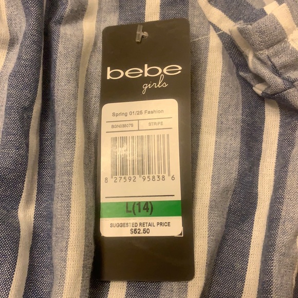 Bebe Striped Detail Denim One Piece Size 14 - Picture 4 of 4